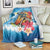 Personalized Aloha Hawaii Skeleton Surfing Blanket Tribal Shark Plumeria