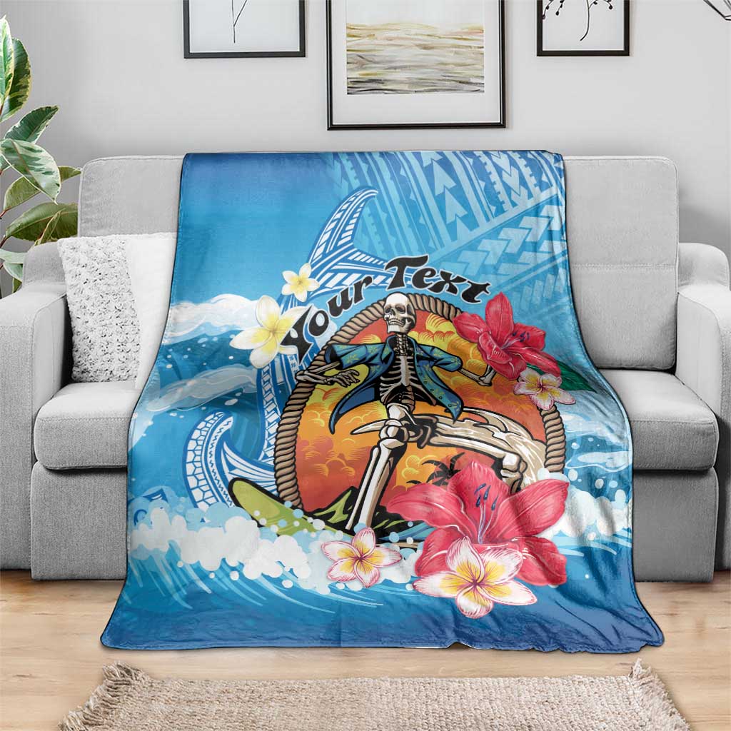 Personalized Aloha Hawaii Skeleton Surfing Blanket Tribal Shark Plumeria LT01 - Polynesian Pride