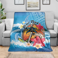 Personalized Aloha Hawaii Skeleton Surfing Blanket Tribal Shark Plumeria LT01 - Polynesian Pride