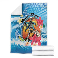 Personalized Aloha Hawaii Skeleton Surfing Blanket Tribal Shark Plumeria LT01 - Polynesian Pride