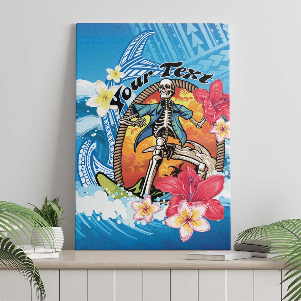 Personalized Aloha Hawaii Skeleton Surfing Canvas Wall Art Tribal Shark Plumeria LT01 - Polynesian Pride