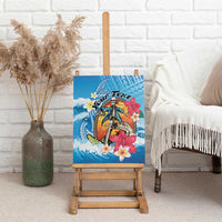 Personalized Aloha Hawaii Skeleton Surfing Canvas Wall Art Tribal Shark Plumeria LT01 - Polynesian Pride