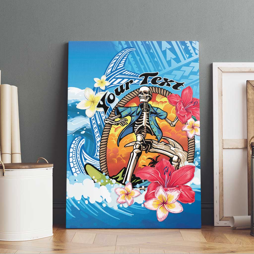 Personalized Aloha Hawaii Skeleton Surfing Canvas Wall Art Tribal Shark Plumeria LT01 - Polynesian Pride