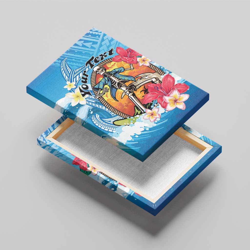 Personalized Aloha Hawaii Skeleton Surfing Canvas Wall Art Tribal Shark Plumeria LT01 - Polynesian Pride