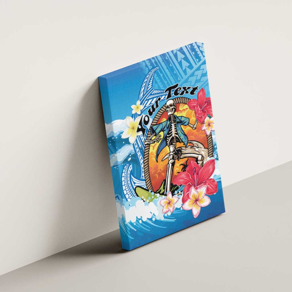Personalized Aloha Hawaii Skeleton Surfing Canvas Wall Art Tribal Shark Plumeria LT01 - Polynesian Pride
