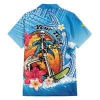 Personalized Aloha Hawaii Skeleton Surfing Family Matching Off Shoulder Short Dress and Hawaiian Shirt Tribal Shark Plumeria LT01 - Polynesian Pride