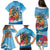 Personalized Aloha Hawaii Skeleton Surfing Family Matching Puletasi and Hawaiian Shirt Tribal Shark Plumeria