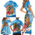 Personalized Aloha Hawaii Skeleton Surfing Family Matching Short Sleeve Bodycon Dress and Hawaiian Shirt Tribal Shark Plumeria