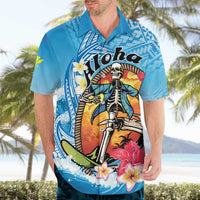 Personalized Aloha Hawaii Skeleton Surfing Hawaiian Shirt Tribal Shark Plumeria LT01 - Polynesian Pride