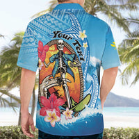 Personalized Aloha Hawaii Skeleton Surfing Hawaiian Shirt Tribal Shark Plumeria LT01 - Polynesian Pride