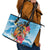 Personalized Aloha Hawaii Skeleton Surfing Leather Tote Bag Tribal Shark Plumeria