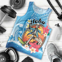 Personalized Aloha Hawaii Skeleton Surfing Men Tank Top Tribal Shark Plumeria LT01 - Polynesian Pride