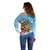 Personalized Aloha Hawaii Skeleton Surfing Off Shoulder Sweater Tribal Shark Plumeria