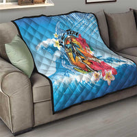 Personalized Aloha Hawaii Skeleton Surfing Quilt Tribal Shark Plumeria