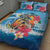 Personalized Aloha Hawaii Skeleton Surfing Quilt Bed Set Tribal Shark Plumeria