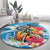 Personalized Aloha Hawaii Skeleton Surfing Round Carpet Tribal Shark Plumeria