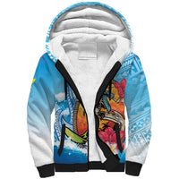 Personalized Aloha Hawaii Skeleton Surfing Sherpa Hoodie Tribal Shark Plumeria LT01 Unisex Blue - Polynesian Pride