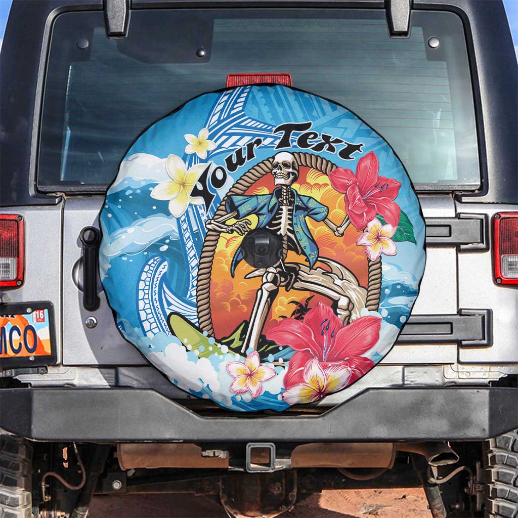 Personalized Aloha Hawaii Skeleton Surfing Spare Tire Cover Tribal Shark Plumeria