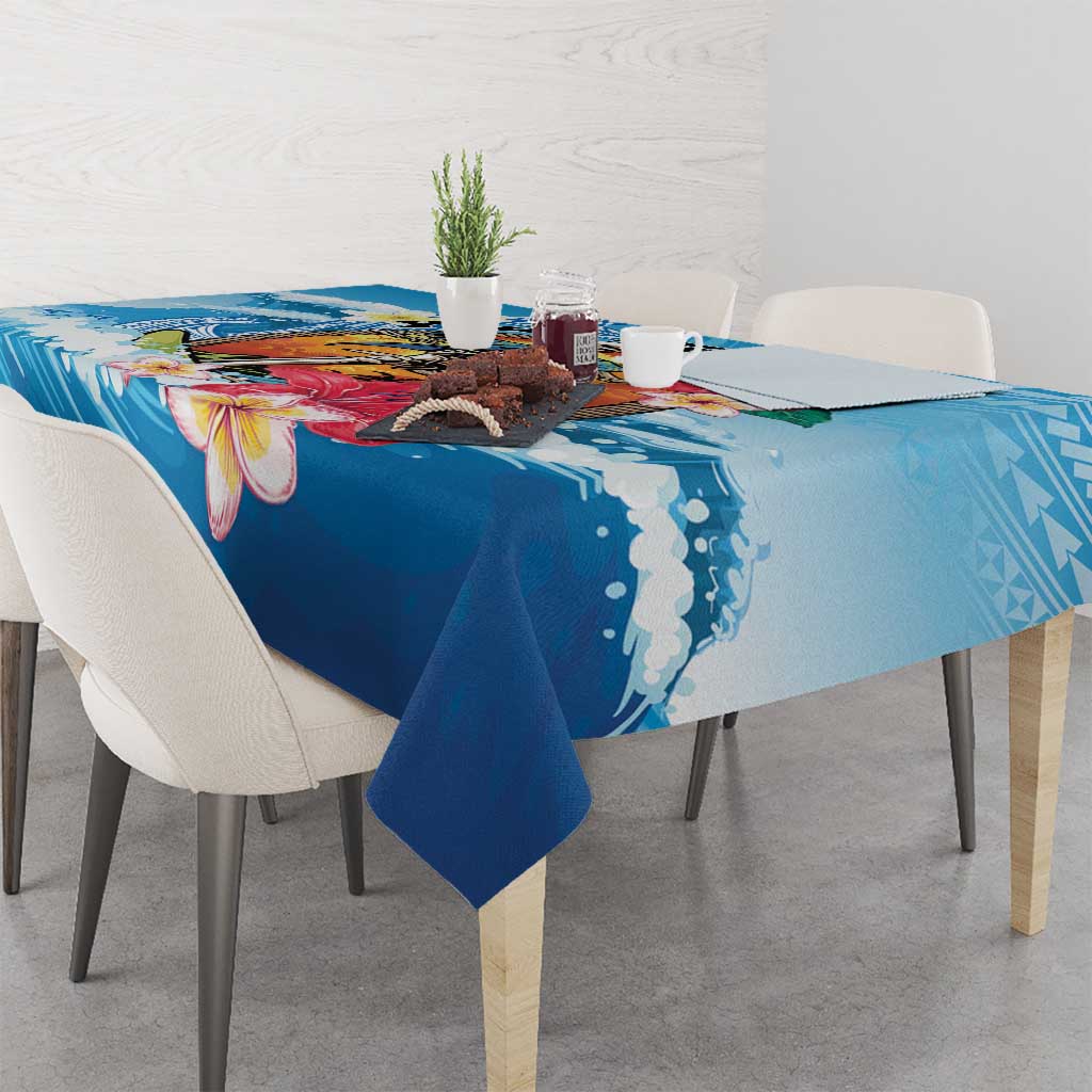 Personalized Aloha Hawaii Skeleton Surfing Tablecloth Tribal Shark Plumeria LT01 - Polynesian Pride