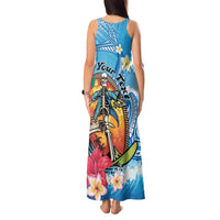 Personalized Aloha Hawaii Skeleton Surfing Tank Maxi Dress Tribal Shark Plumeria LT01 - Polynesian Pride