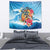 Personalized Aloha Hawaii Skeleton Surfing Tapestry Tribal Shark Plumeria