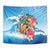 Personalized Aloha Hawaii Skeleton Surfing Tapestry Tribal Shark Plumeria