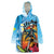 Personalized Aloha Hawaii Skeleton Surfing Wearable Blanket Hoodie Tribal Shark Plumeria