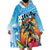 Personalized Aloha Hawaii Skeleton Surfing Wearable Blanket Hoodie Tribal Shark Plumeria