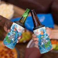 Personalized Hawaii Hula Girl Skeleton Dancing 4 in 1 Can Cooler Tumbler Hibiscus Tribal Shark