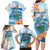 Personalized Hawaii Hula Girl Skeleton Dancing Family Matching Long Sleeve Bodycon Dress and Hawaiian Shirt Hibiscus Tribal Shark