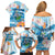 Personalized Hawaii Hula Girl Skeleton Dancing Family Matching Off Shoulder Short Dress and Hawaiian Shirt Hibiscus Tribal Shark