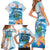 Personalized Hawaii Hula Girl Skeleton Dancing Family Matching Short Sleeve Bodycon Dress and Hawaiian Shirt Hibiscus Tribal Shark