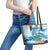 Personalized Hawaii Hula Girl Skeleton Dancing Leather Tote Bag Hibiscus Tribal Shark