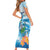 Personalized Hawaii Hula Girl Skeleton Dancing Short Sleeve Bodycon Dress Hibiscus Tribal Shark