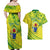 Kia Orana Cook Islands Couples Matching Off Shoulder Maxi Dress and Hawaiian Shirt Turtle Yellow Green Polynesian Pattern LT01 - Polynesian Pride