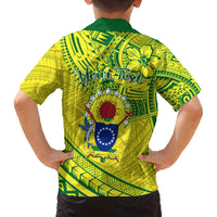 Kia Orana Cook Islands Family Matching Off Shoulder Long Sleeve Dress and Hawaiian Shirt Turtle Yellow Green Polynesian Pattern LT01 - Polynesian Pride