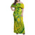 Kia Orana Cook Islands Family Matching Off Shoulder Maxi Dress and Hawaiian Shirt Turtle Yellow Green Polynesian Pattern LT01 Mom's Dress Green - Polynesian Pride