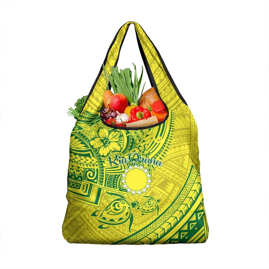 Kia Orana Cook Islands Grocery Bag Turtle Yellow Green Polynesian Pattern LT01 1-pack One Size Green - Polynesian Pride