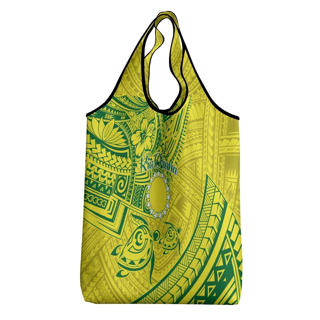 Kia Orana Cook Islands Grocery Bag Turtle Yellow Green Polynesian Pattern LT01 - Polynesian Pride