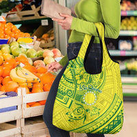 Kia Orana Cook Islands Grocery Bag Turtle Yellow Green Polynesian Pattern LT01 - Polynesian Pride