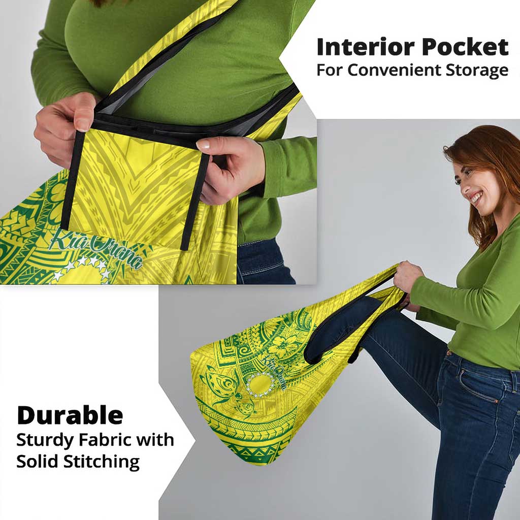 Kia Orana Cook Islands Grocery Bag Turtle Yellow Green Polynesian Pattern LT01 - Polynesian Pride
