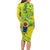 Kia Orana Cook Islands Long Sleeve Bodycon Dress Turtle Yellow Green Polynesian Pattern LT01 - Polynesian Pride