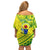 Kia Orana Cook Islands Off Shoulder Short Dress Turtle Yellow Green Polynesian Pattern LT01 - Polynesian Pride