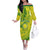 Kia Orana Cook Islands Off The Shoulder Long Sleeve Dress Turtle Yellow Green Polynesian Pattern LT01 Women Green - Polynesian Pride