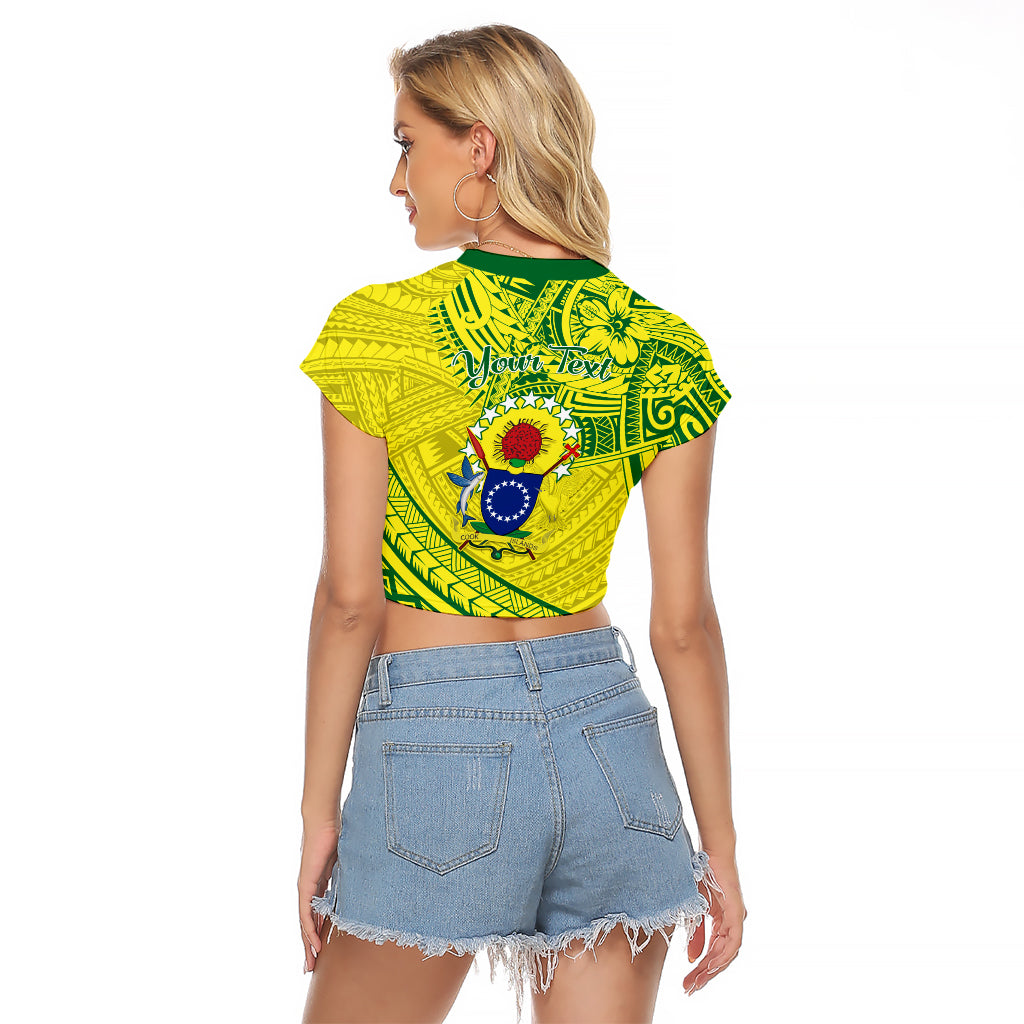 Kia Orana Cook Islands Raglan Cropped T Shirt Turtle Yellow Green Polynesian Pattern LT01 - Polynesian Pride