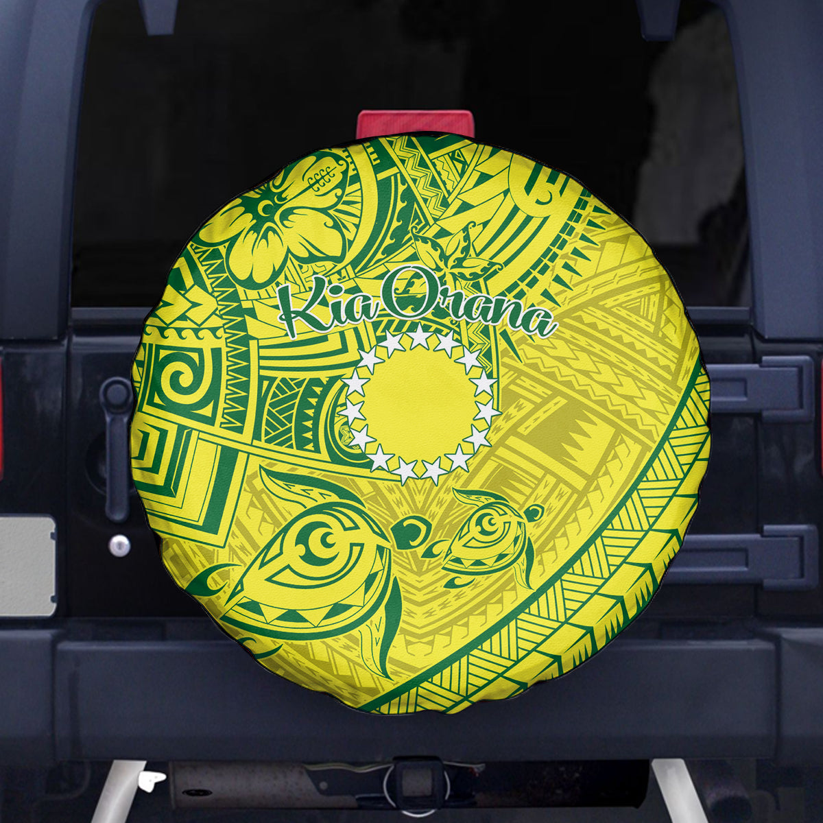 Kia Orana Cook Islands Spare Tire Cover Turtle Yellow Green Polynesian Pattern LT01 Green - Polynesian Pride