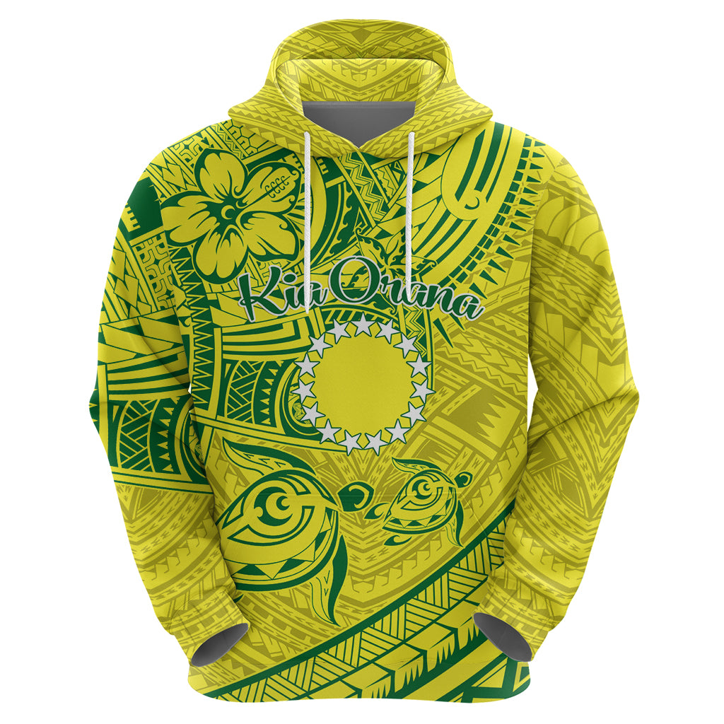 Kia Orana Cook Islands Zip Hoodie Turtle Yellow Green Polynesian Pattern LT01 - Polynesian Pride