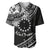 Kia Orana Cook Islands Baseball Jersey Circle Stars With Floral White Pattern LT01 Black - Polynesian Pride