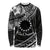 Kia Orana Cook Islands Long Sleeve Shirt Circle Stars With Floral White Pattern LT01 Unisex Black - Polynesian Pride