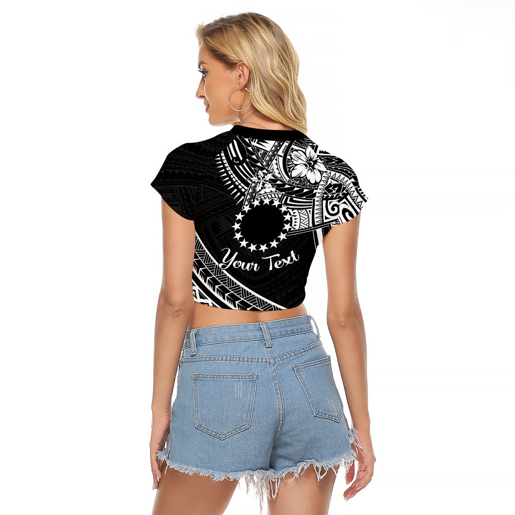 Kia Orana Cook Islands Raglan Cropped T Shirt Circle Stars With Floral White Pattern LT01 - Polynesian Pride